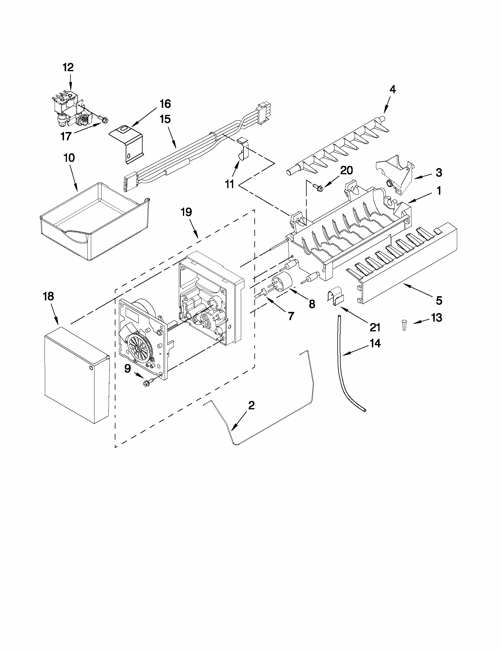 Icemaker Parts Diagram and Parts List for 59672003014  Kenmore Refrigerator