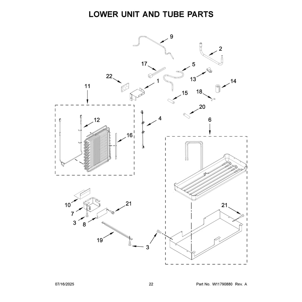 Lower Unit And Tube Parts Diagram and Parts List for KBSN702MPA01  KitchenAid Refrigerator