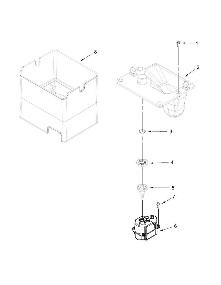 Motor And Ice Container Parts Diagram and Parts List for KFIV29PCMS01  KitchenAid Refrigerator