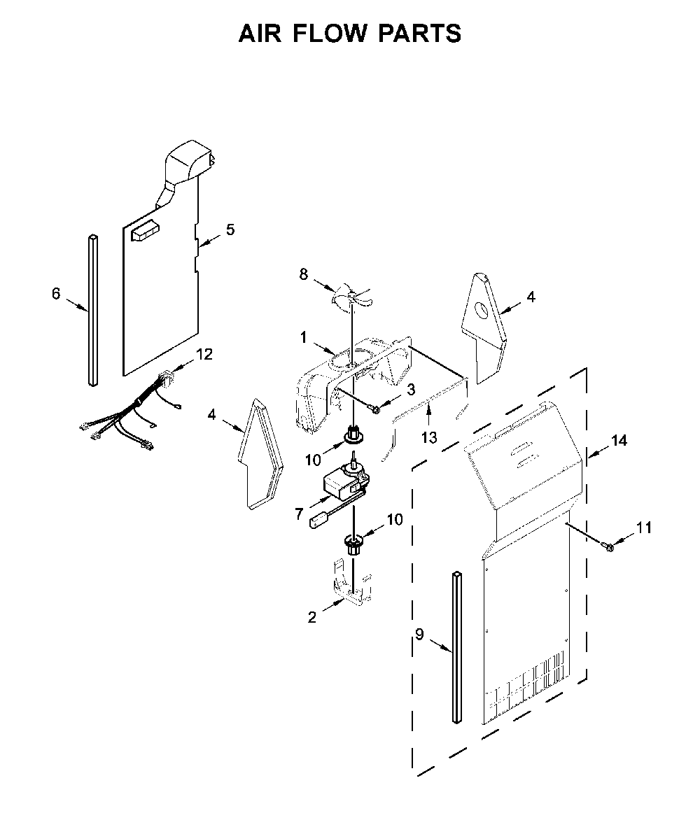 Air flow parts Diagram and Parts List for WRS315SDHT02  Whirlpool Refrigerator