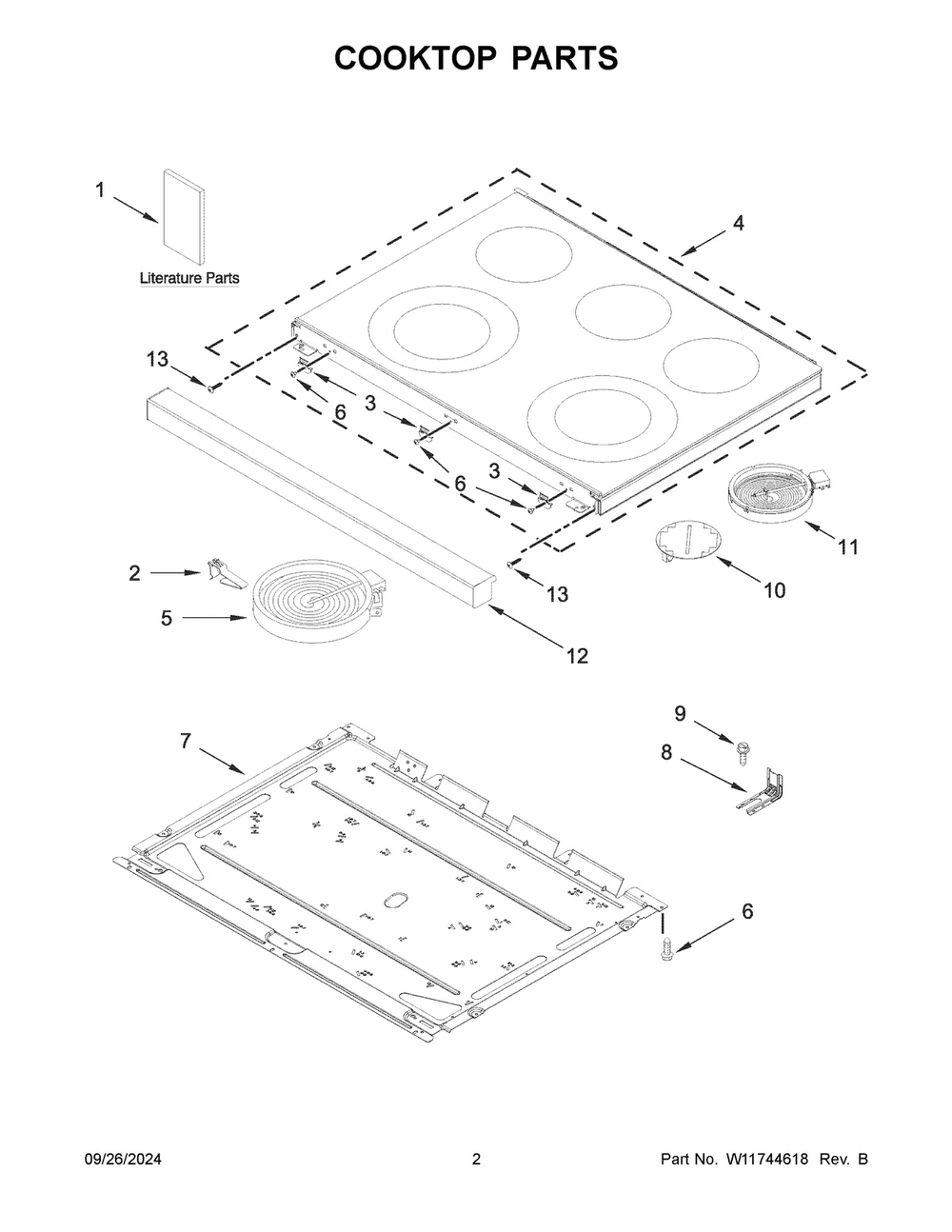 02 - Cooktop Parts Diagram and Parts List for MFES4030RS0  Whirlpool Range
