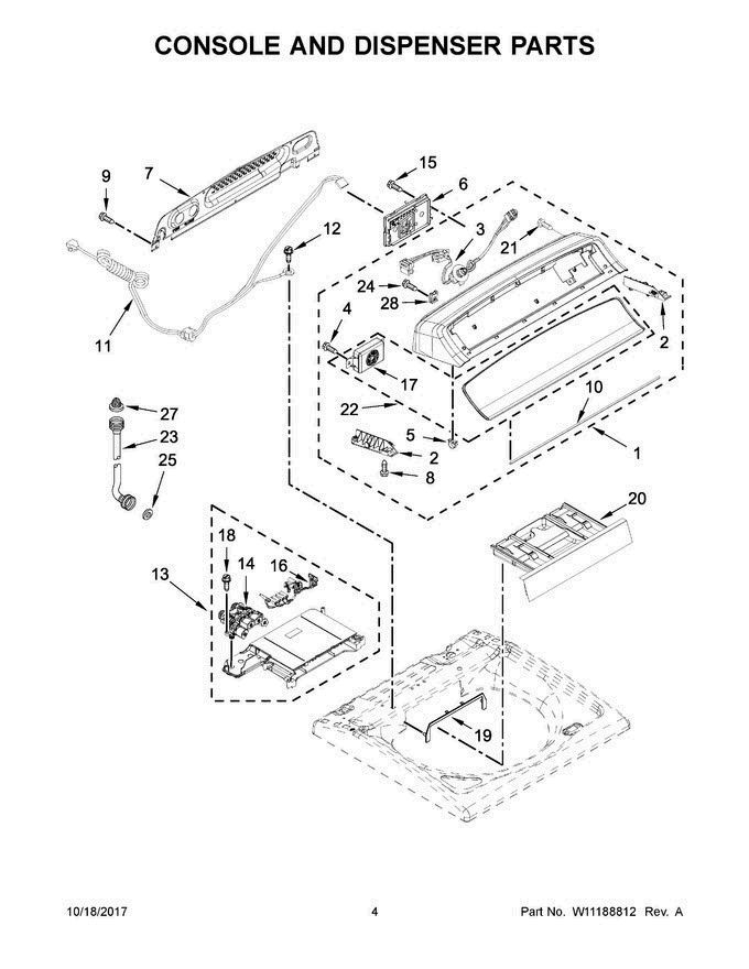 03 - Console And Dispenser Parts Diagram and Parts List for 7MWTW8500EC2  Whirlpool Washer