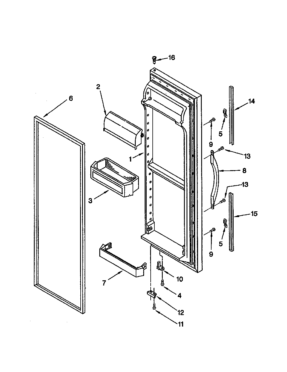 Refrigerator door Diagram and Parts List for 10652242102  Kenmore Refrigerator
