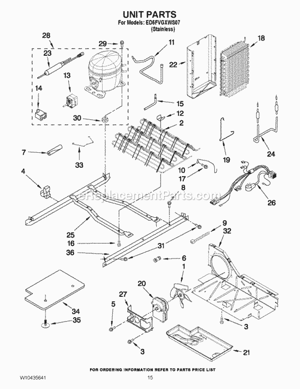 UNIT PARTS Diagram and Parts List for ED5FVGXWS07  Whirlpool Refrigerator