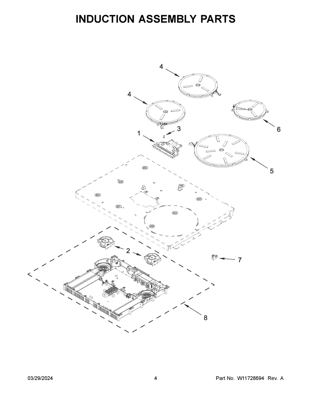 Induction Assembly Parts Diagram and Parts List for WSIS5030RV0  Whirlpool Range