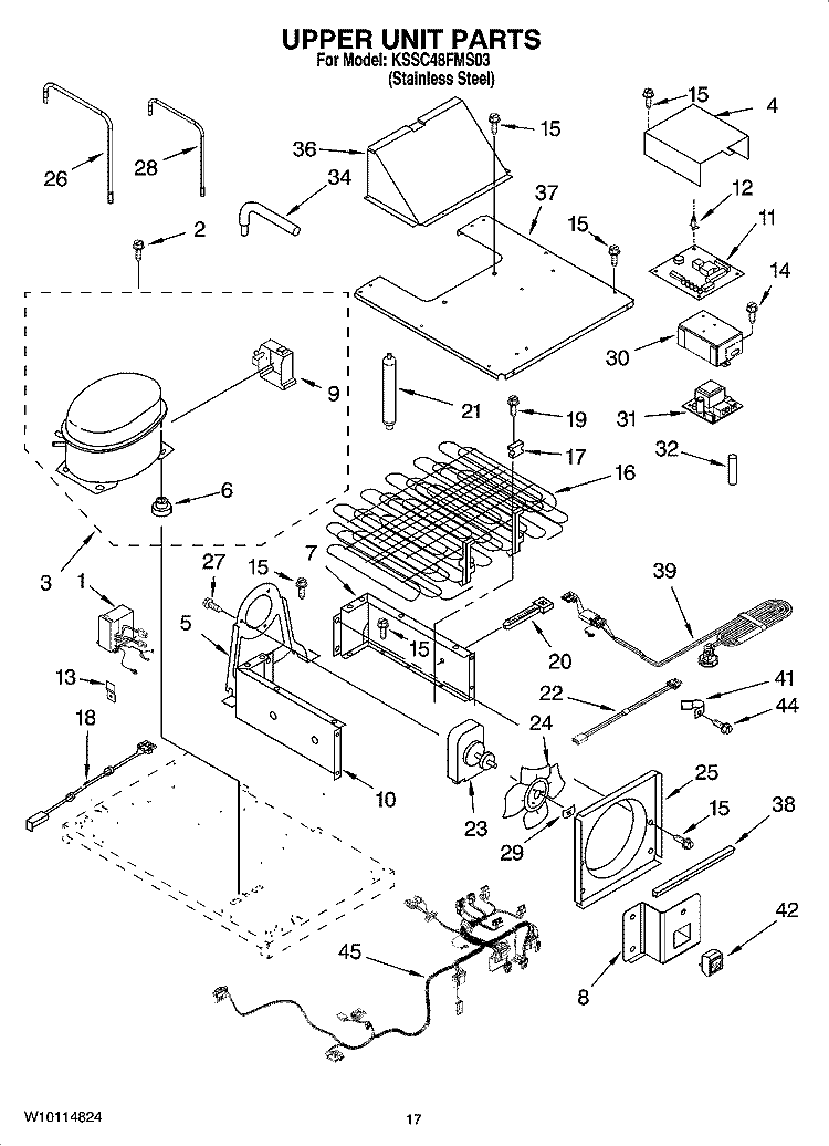 UPPER UNIT PARTS Diagram and Parts List for KSSC48FMS03  KitchenAid Refrigerator