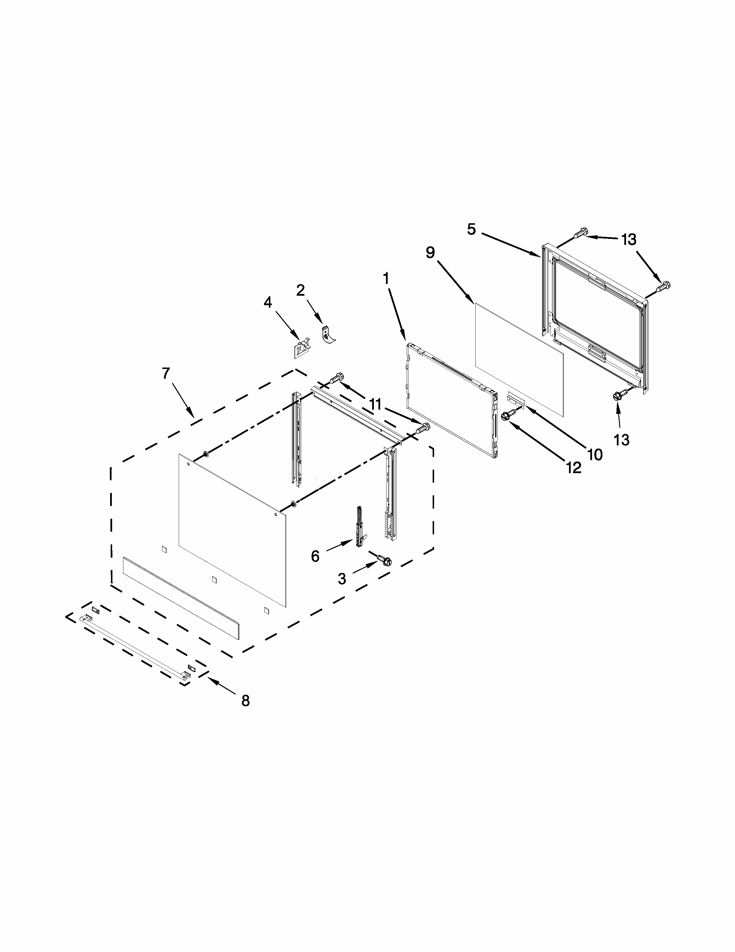 Oven Door Parts Diagram and Parts List for IBS300DS01  Whirlpool Wall Oven