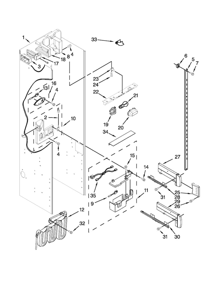 Refrigerator Liner Parts Diagram and Parts List for KSSC42QVS06  KitchenAid Refrigerator
