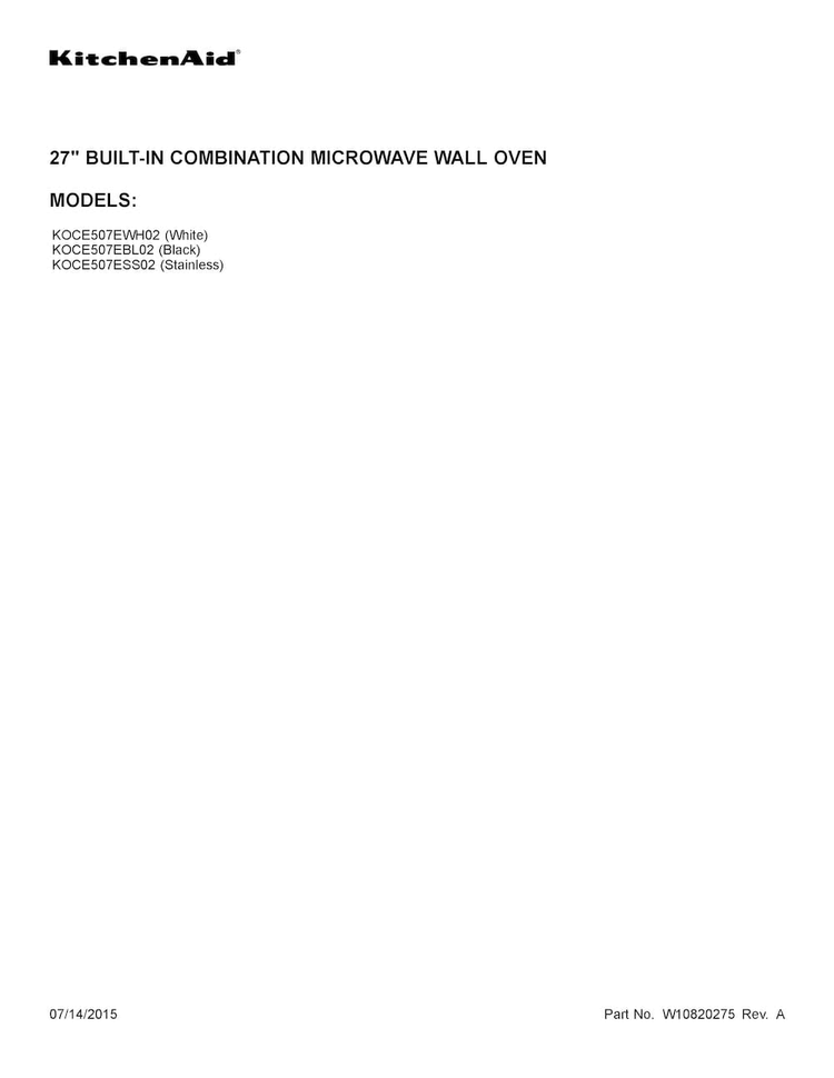 Cover Sheet Diagram and Parts List for KOCE507ESS02  KitchenAid Microwave