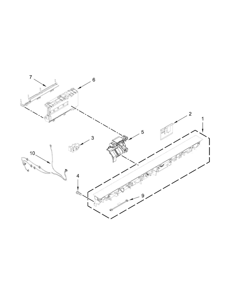 Control Panel And Latch Parts Diagram and Parts List for KDTE204ESS1  KitchenAid Dishwasher