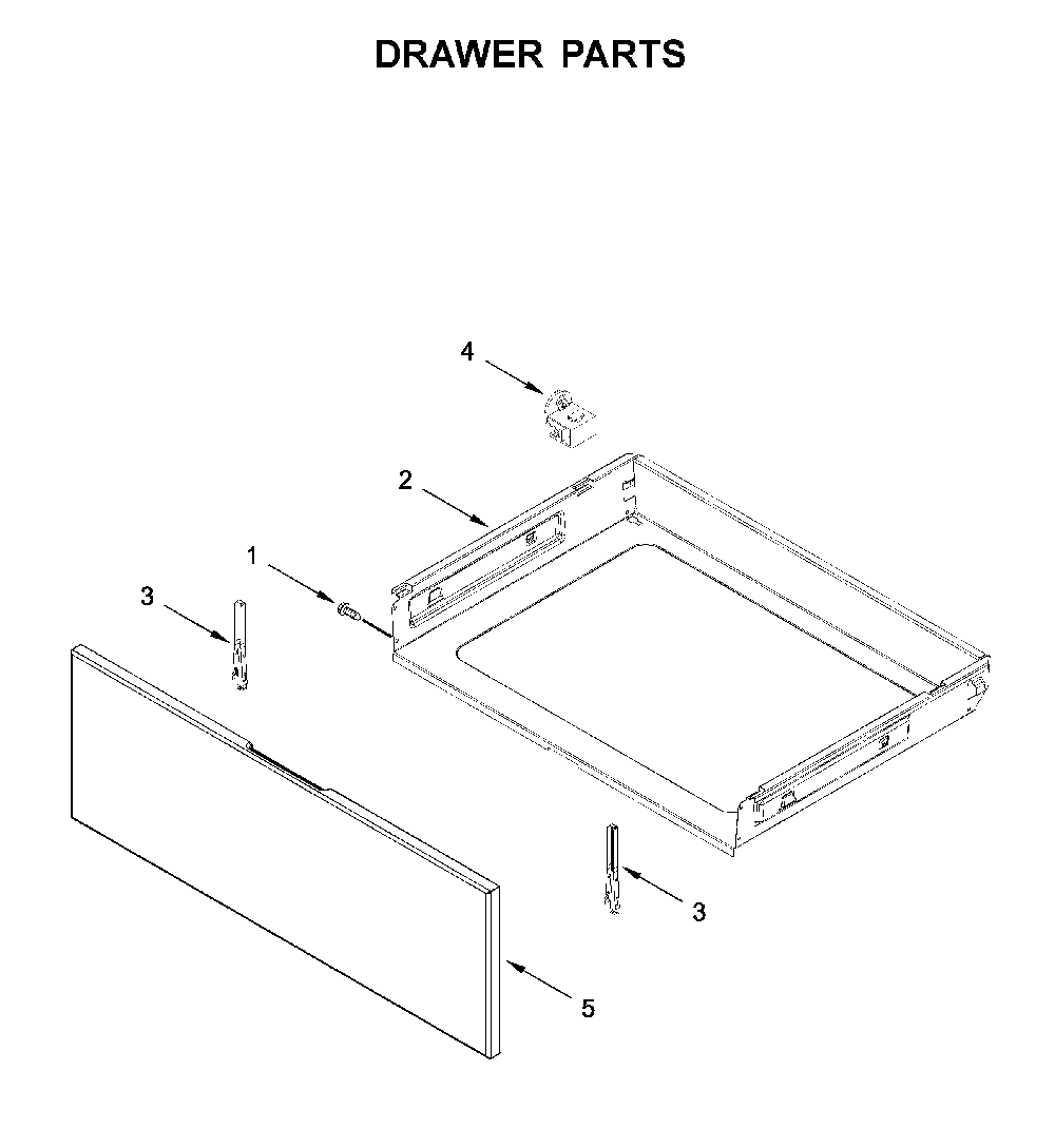 Drawer parts Diagram and Parts List for WFC150M0JS0  Whirlpool Range