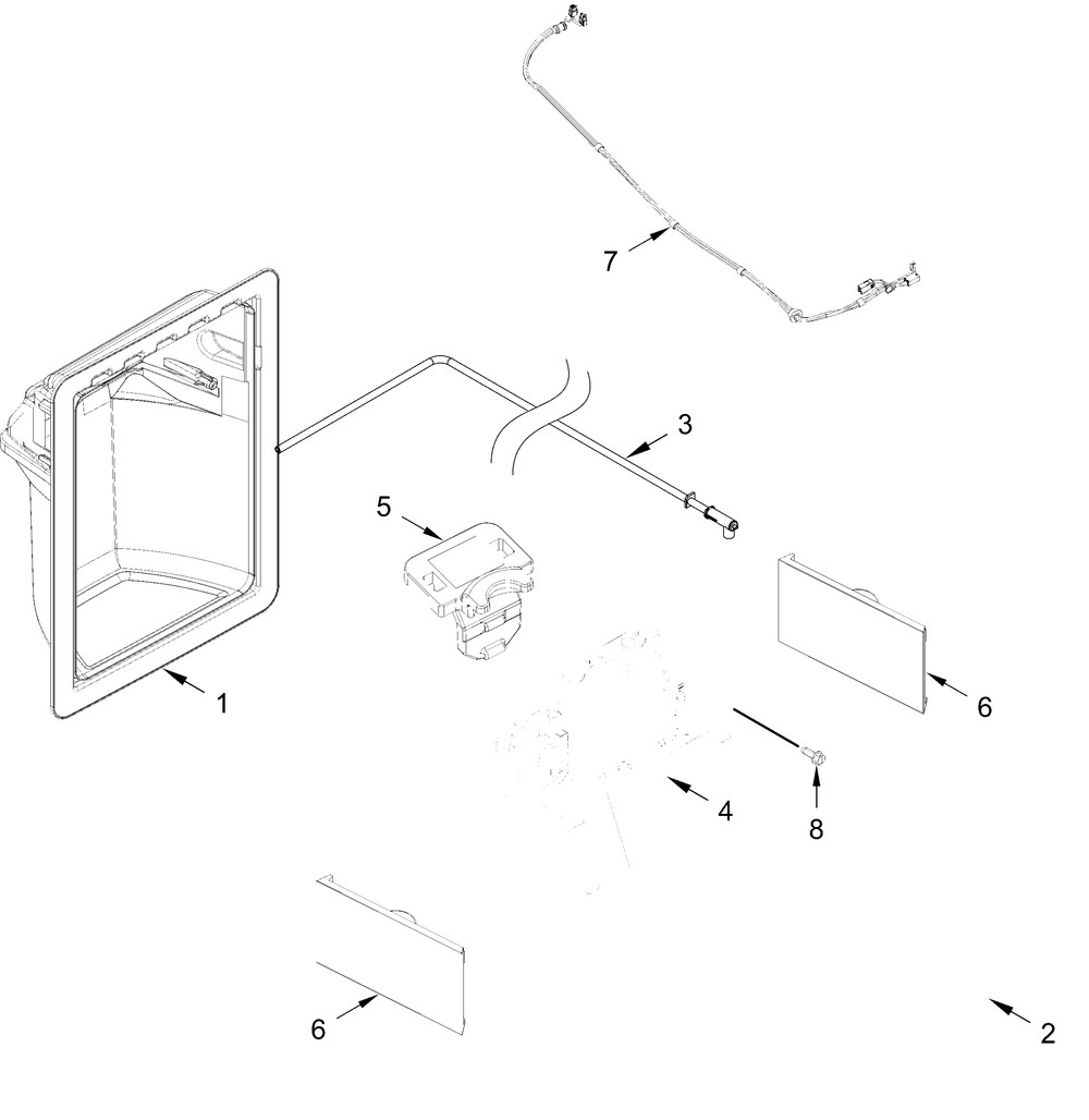 Dispenser Parts Diagram and Parts List for WRS315SDHW09  Whirlpool Refrigerator
