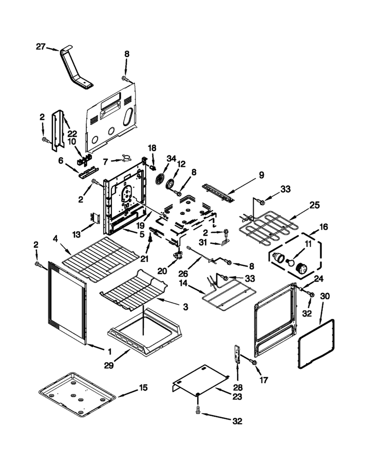 Chassis Parts Diagram and Parts List for WFI910H0AS1  KitchenAid Range