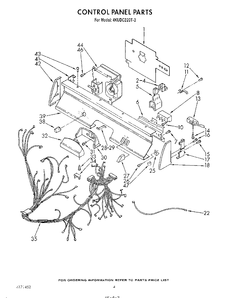 CONTROL PANEL , LITERATURE AND OPTIONAL Diagram and Parts List for 4KUDC220T2  KitchenAid Dishwasher