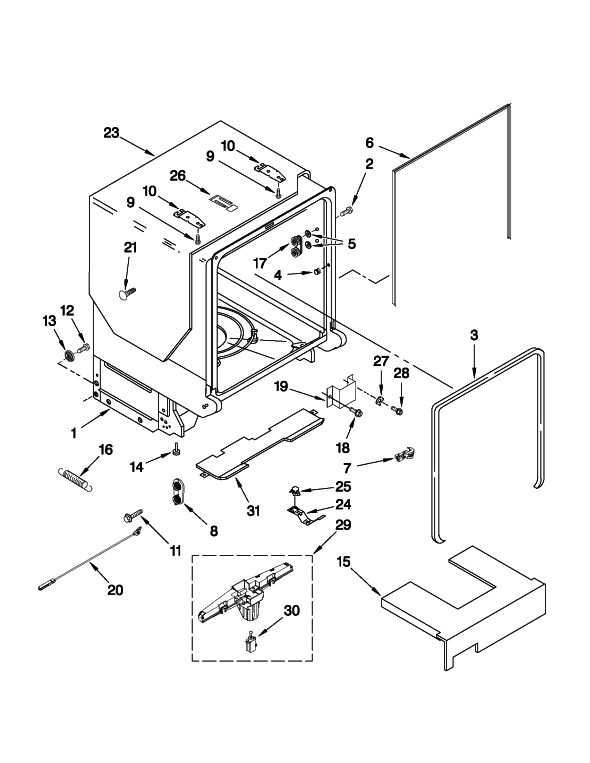 Diagram 10 Diagram and Parts List for KUDS30IVBS4  KitchenAid Dishwasher