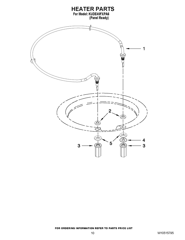 HEATER PARTS Diagram and Parts List for KUDE40FXPA6  KitchenAid Dishwasher