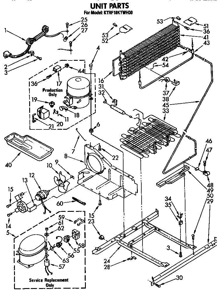 Unit Diagram and Parts List for KTRF18KTO00  KitchenAid Refrigerator