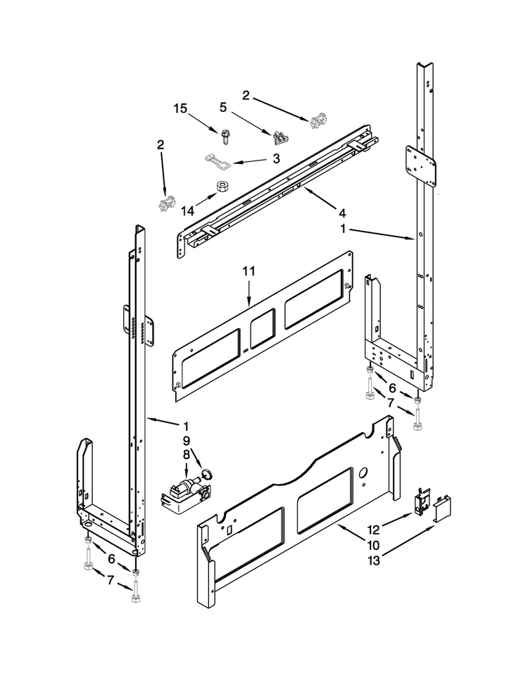 Frame Parts Diagram and Parts List for UDT555SBDP0  Whirlpool Dishwasher