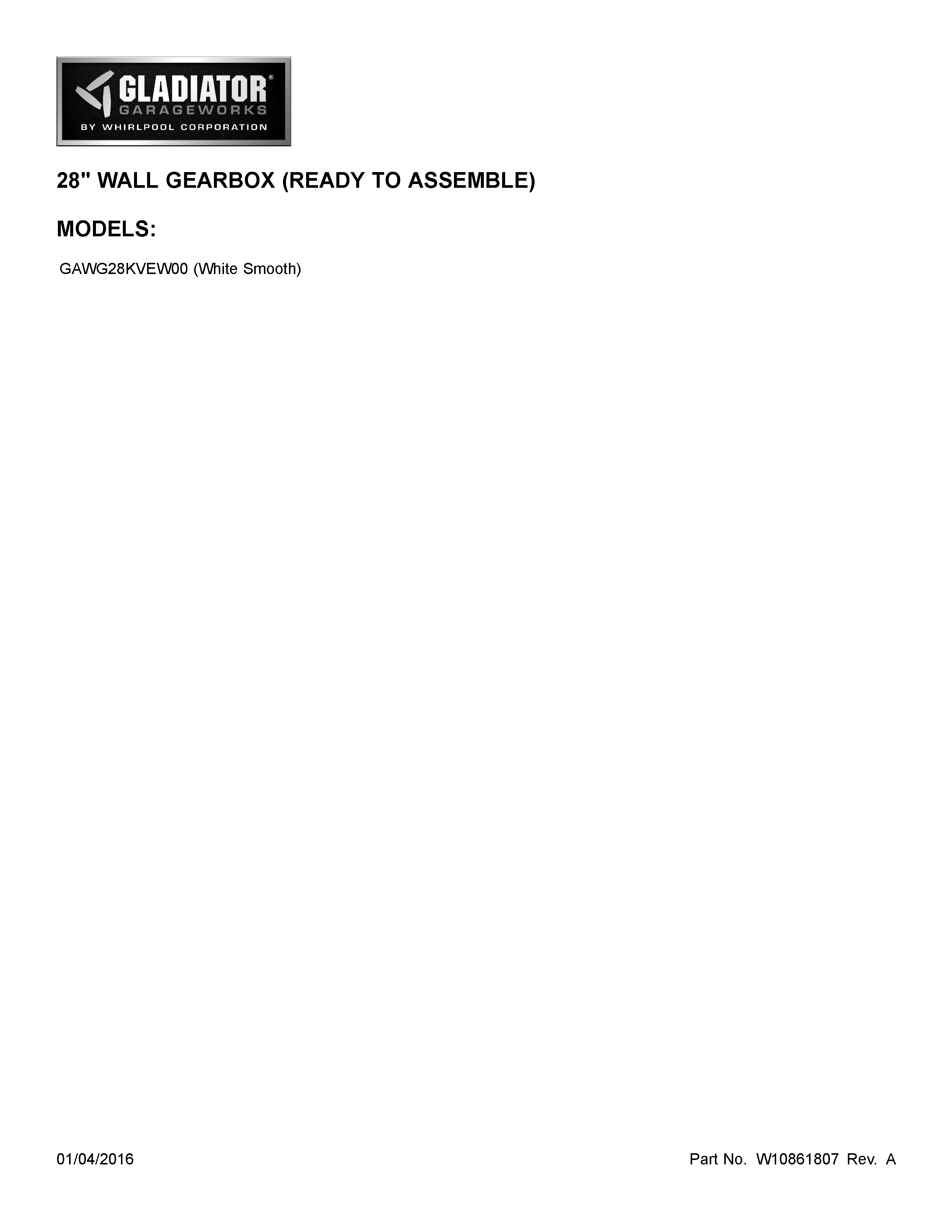 Cover Sheet Diagram and Parts List for GAWG28KVEW00  Whirlpool Cabinet