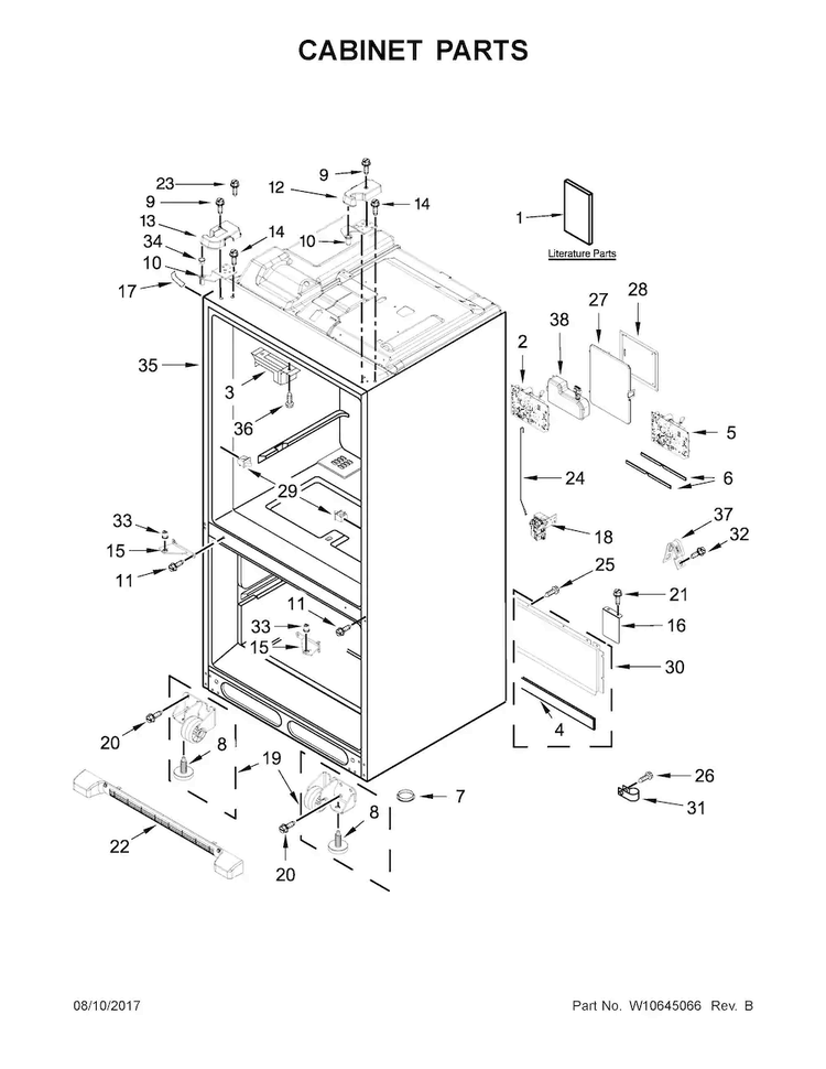 Cabinet Parts Diagram and Parts List for KFIV29PCMS03  KitchenAid Refrigerator