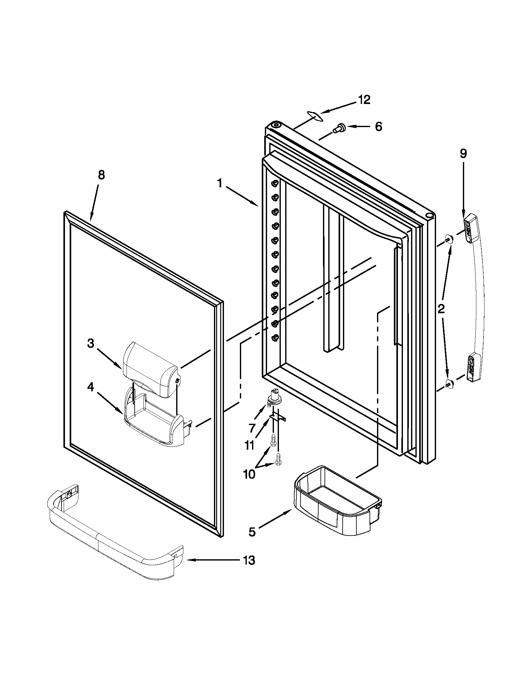 Refrigerator Door Parts Diagram and Parts List for GB2FHDXWQ08  Whirlpool Refrigerator