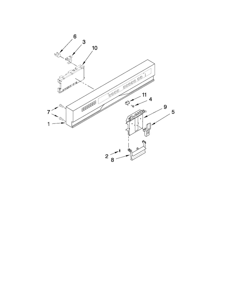 Control Panel And Latch Parts Diagram and Parts List for KUDS30IVSS4  KitchenAid Dishwasher