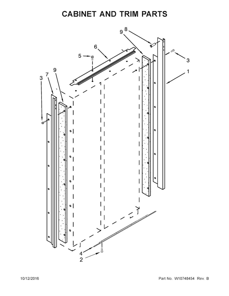 Cabinet And Trim Parts Diagram and Parts List for KSSC36QTS10  KitchenAid Refrigerator