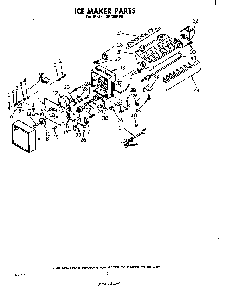 Icemaker Assembly Diagram and Parts List for 3ECKMF8  Whirlpool Ice Maker