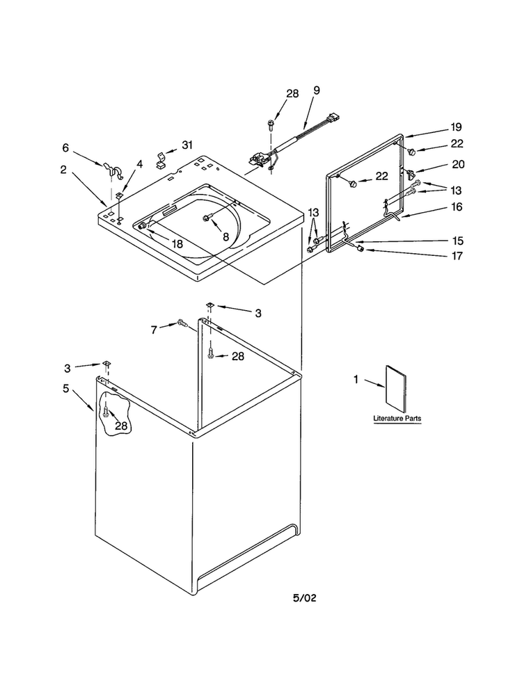 Top And Cabinet Diagram and Parts List for 8530090  Whirlpool Washer