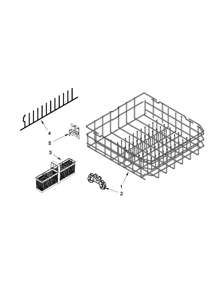 Lower Rack Parts Diagram and Parts List for KDTE554CSS0  KitchenAid Dishwasher
