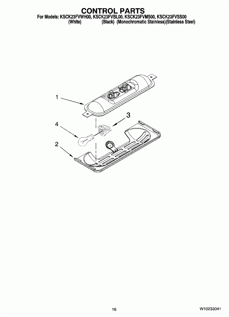 CONTROL PARTS Diagram and Parts List for KSCK23FVSS00  KitchenAid Refrigerator