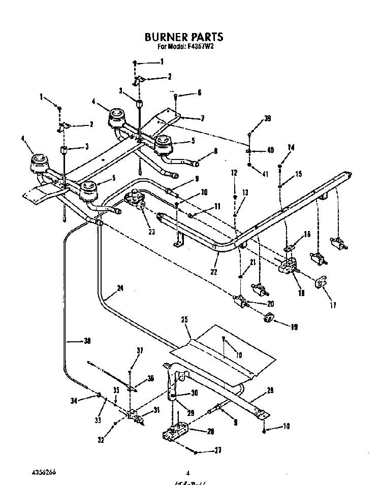 Burner Diagram and Parts List for F4357*2  Roper Range