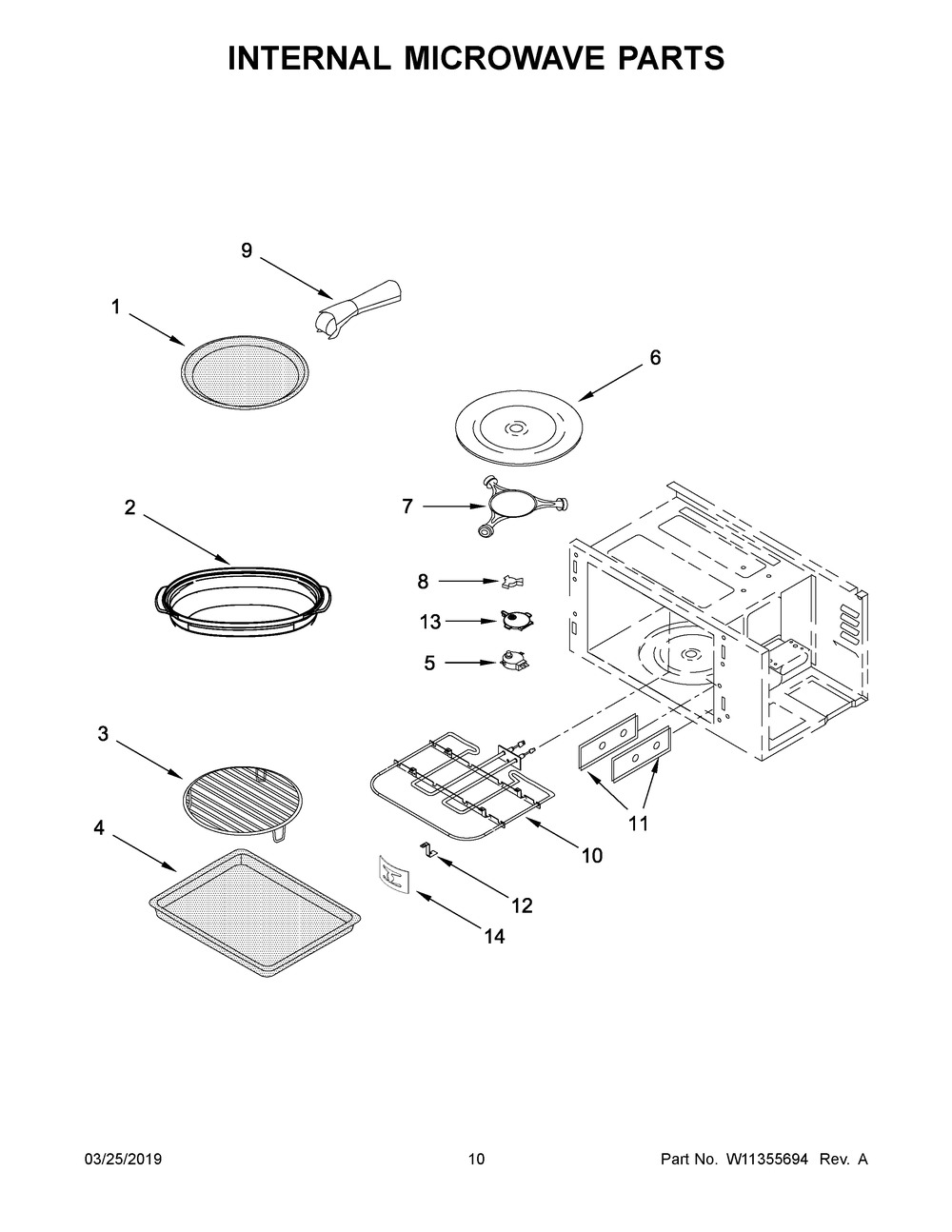Internal Microwave Parts Diagram and Parts List for KMBP100ESS02  Whirlpool Microwave