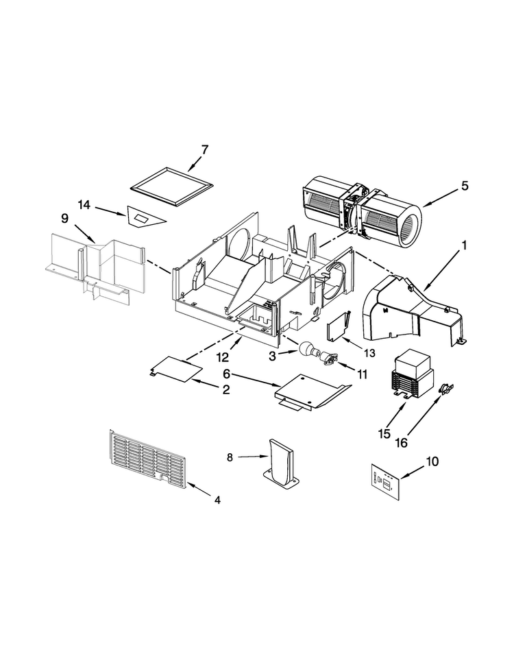 Air Flow Parts Diagram and Parts List for WMH1163XVS6  Whirlpool Microwave