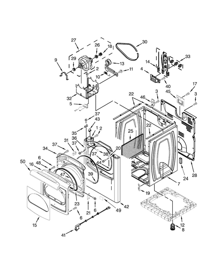 Cabinet Parts Diagram and Parts List for WED8900BW0  Whirlpool Dryer