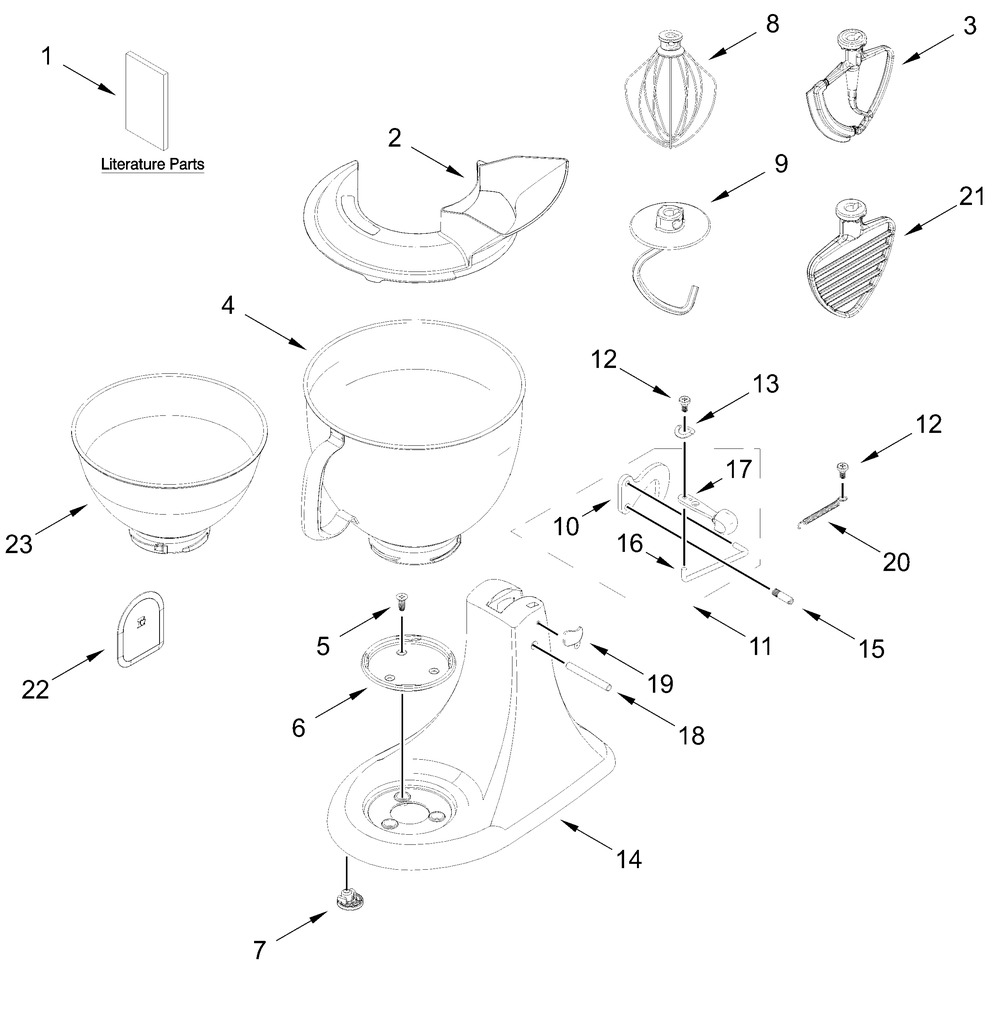 Base And Pedestal Unit Parts Diagram and Parts List for 5KSM195PSABM6 5KSM195PSABT6-5KSM195PSAMI6 Whirlpool Mixer