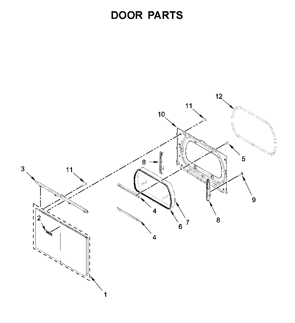 Door parts Diagram and Parts List for WED7120HC1  Whirlpool Dryer