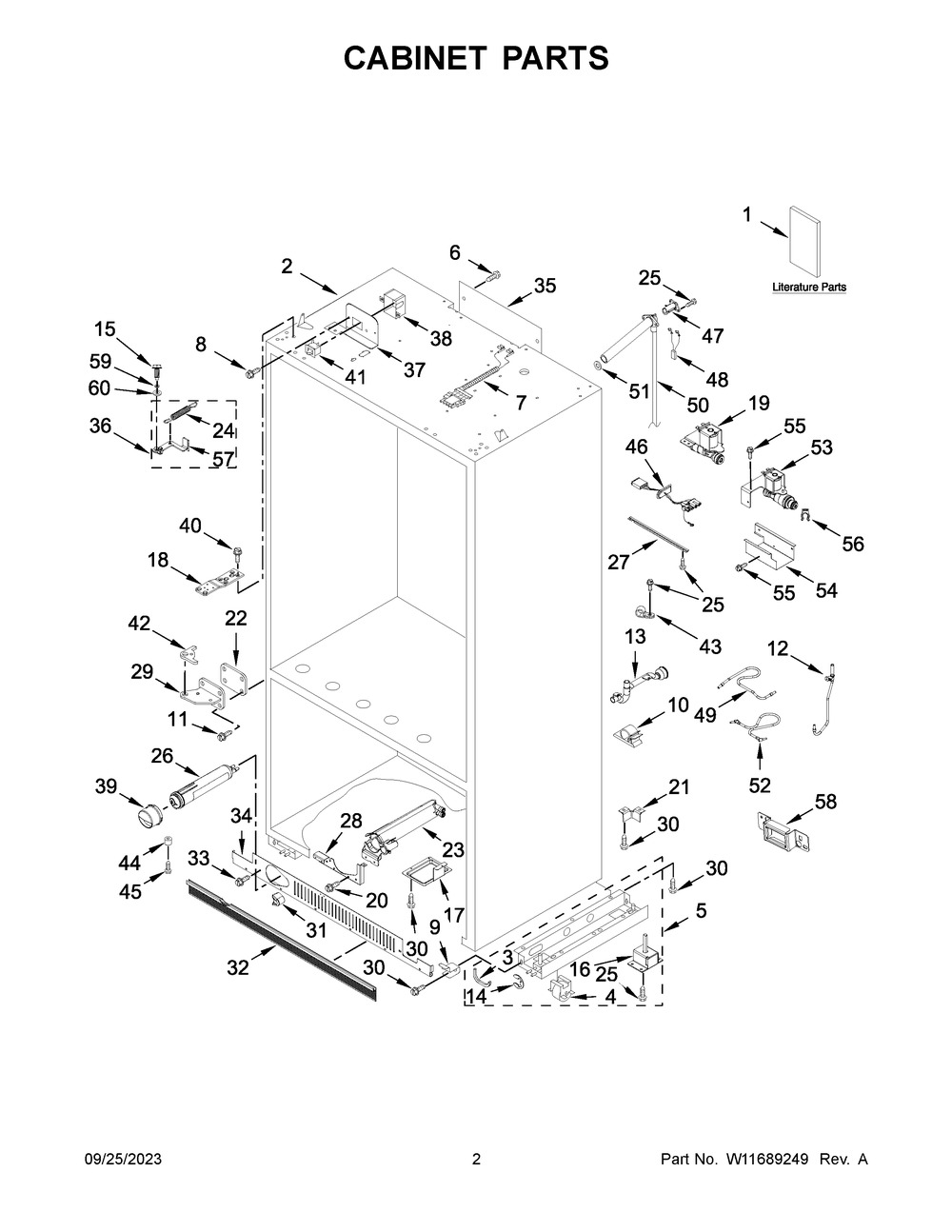 Cabinet Parts Diagram and Parts List for KBBL306ESS05  KitchenAid Refrigerator