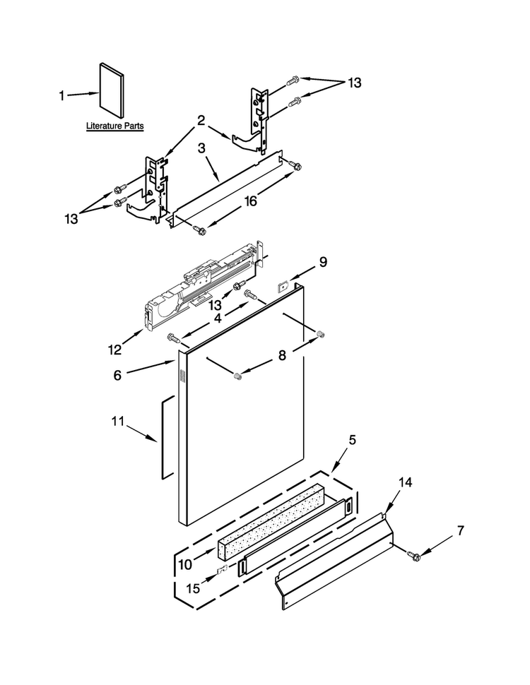 Door And Panel Parts Diagram and Parts List for BLB14DRANA2  Whirlpool Dishwasher