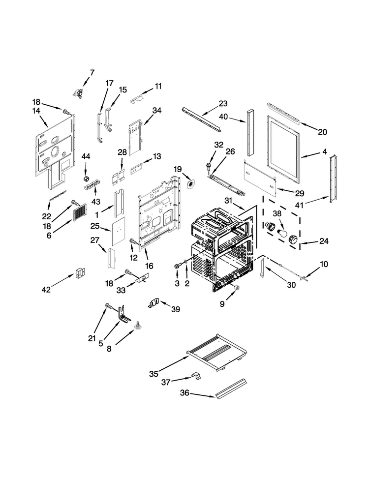 Chassis Parts Diagram and Parts List for WGI925C0BS02  Whirlpool Range