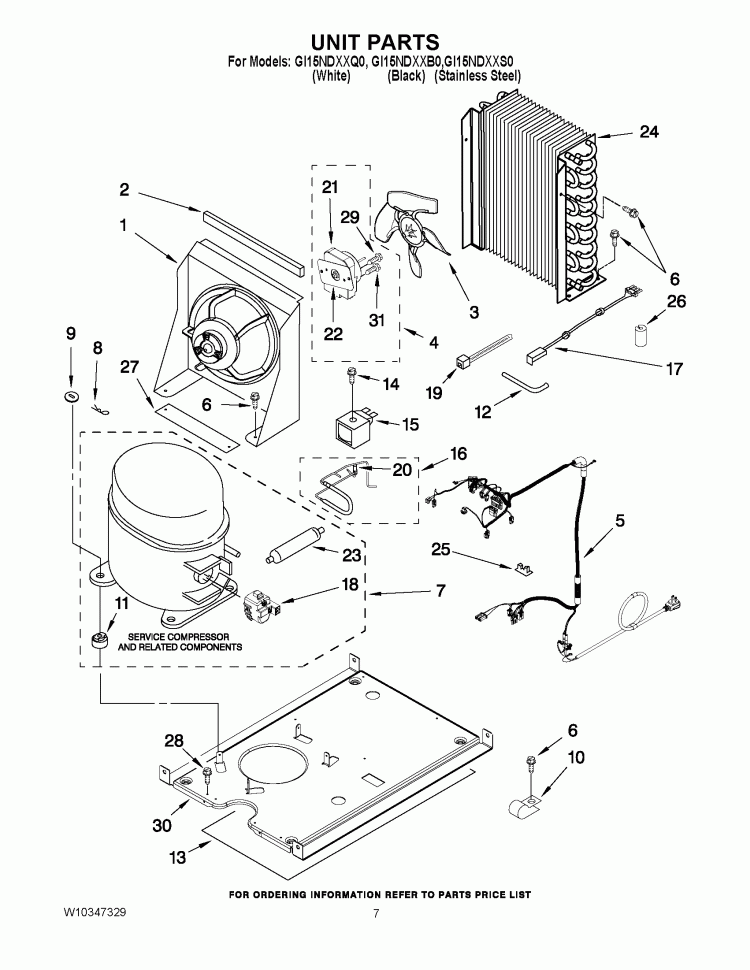UNIT PARTS Diagram and Parts List for GI15NDXXQ0  Whirlpool Ice Maker