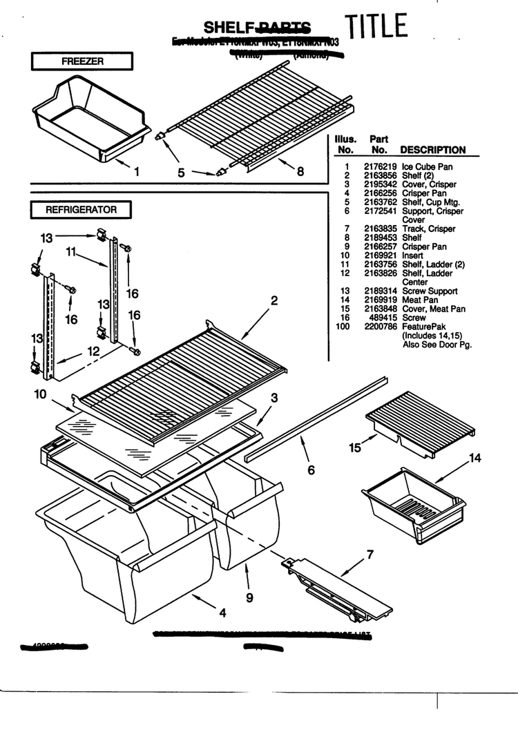 Shelf Diagram and Parts List for ET18NMFW03  Whirlpool Refrigerator