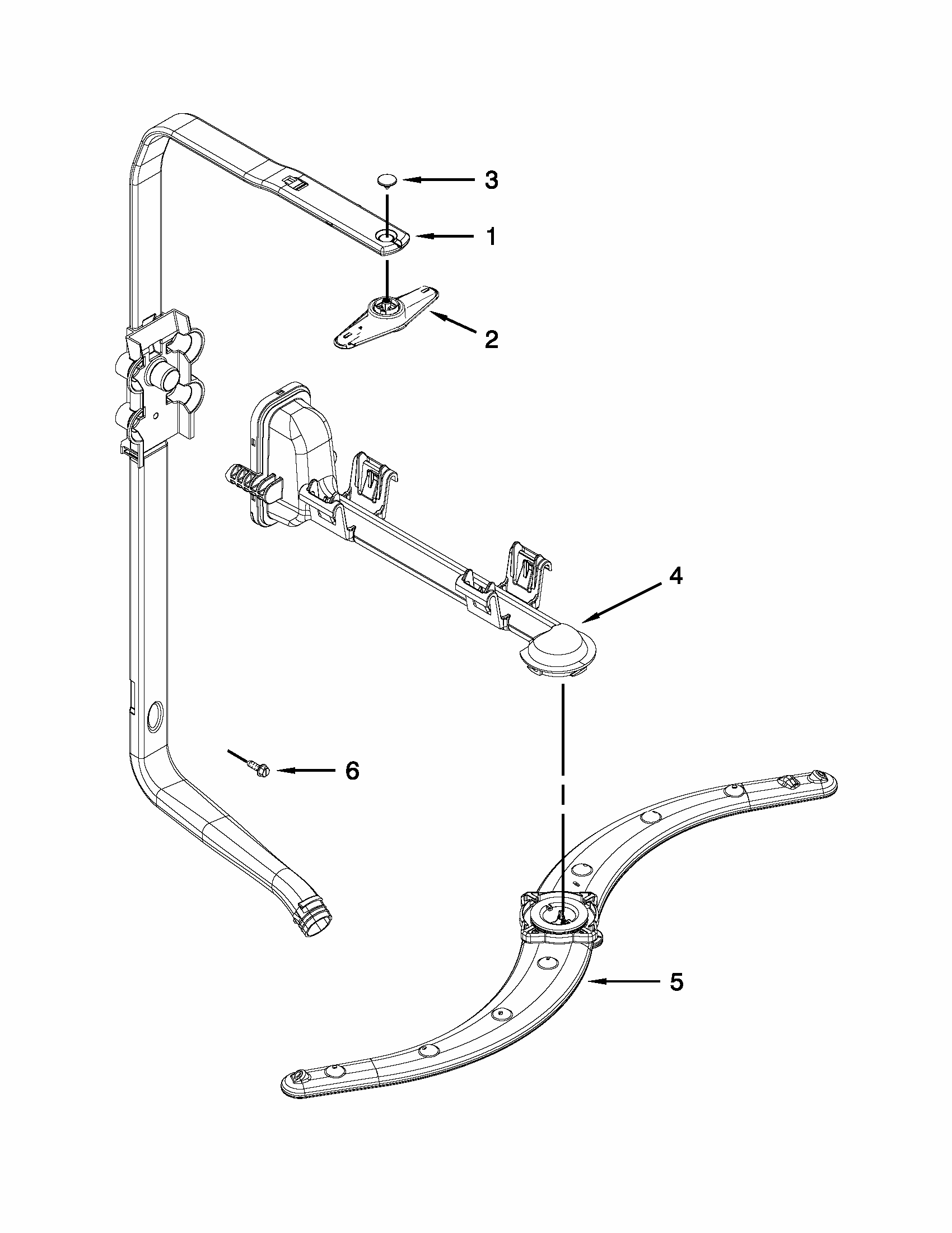 Upper Wash And Rinse Parts Diagram and Parts List for 66513033K114  Kenmore Dishwasher