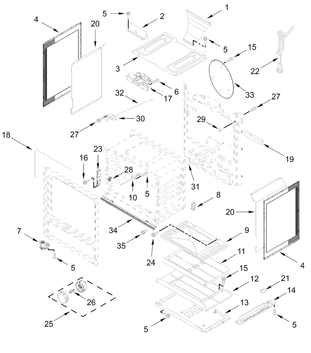 Chassis Parts Diagram and Parts List for CRGW3487RS0  Whirlpool Range