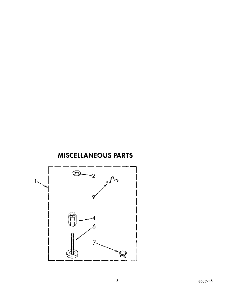 MISCELLANEOUS Diagram and Parts List for 6LA5800XTW2  Whirlpool Washer