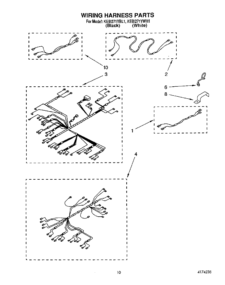 WIRING HARNESS Diagram and Parts List for KEBI271YBL1  KitchenAid Wall Oven