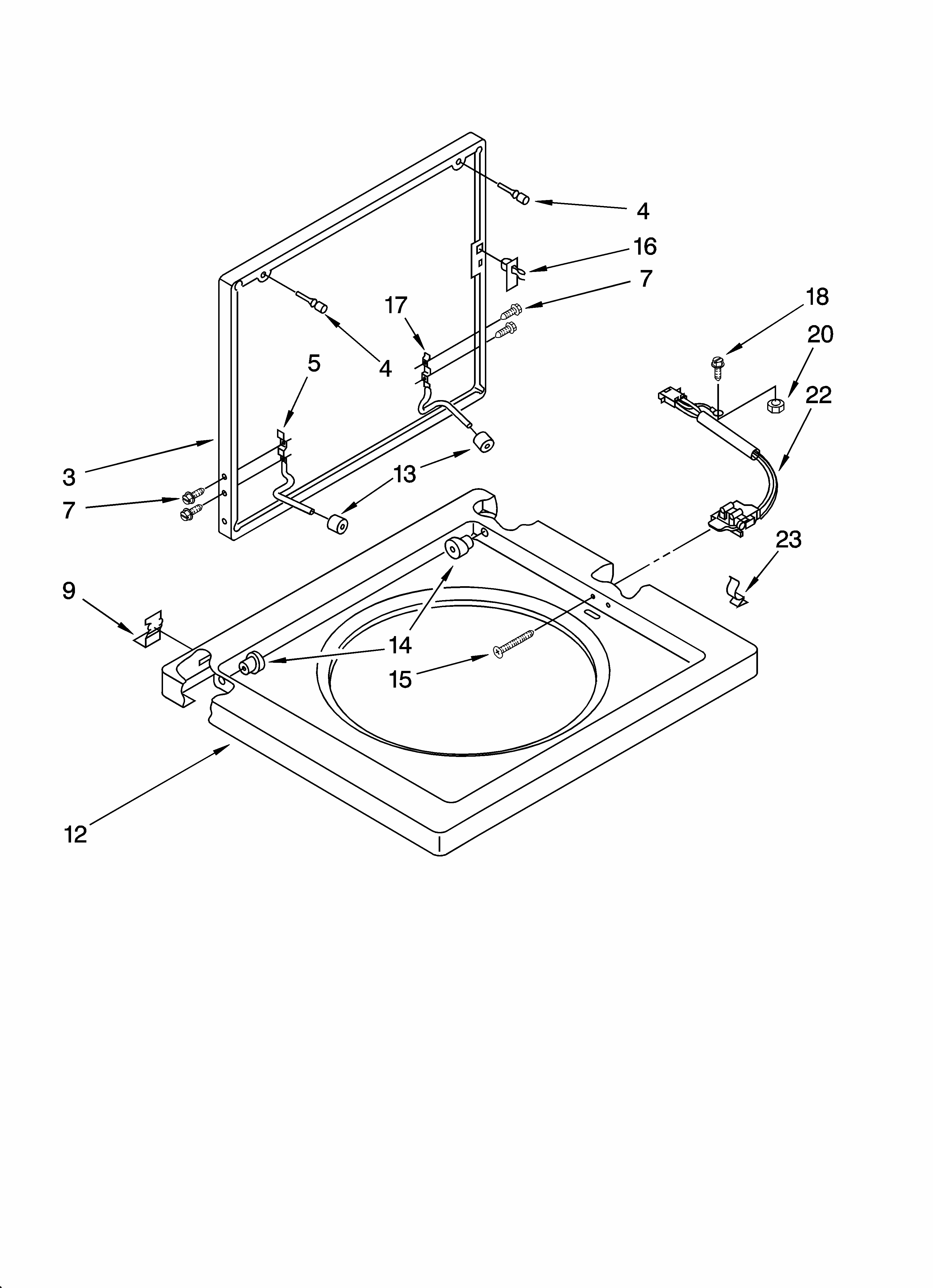 Washer Top And Lid Parts Diagram and Parts List for 11098752794  Kenmore Washer Dryer Combo