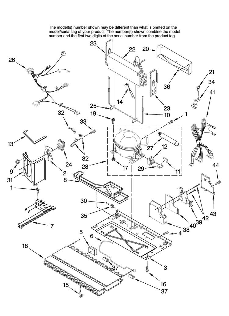 Unit Parts Diagram and Parts List for KBLS22ETSS11  KitchenAid Refrigerator