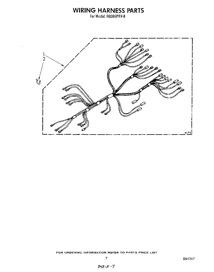 WIRING HARNESS Diagram and Parts List for RB266PXV0  Whirlpool Wall Oven