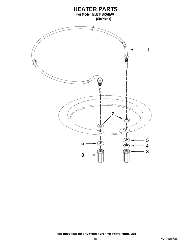 HEATER PARTS Diagram and Parts List for BLB14BRANA0  Whirlpool Dishwasher